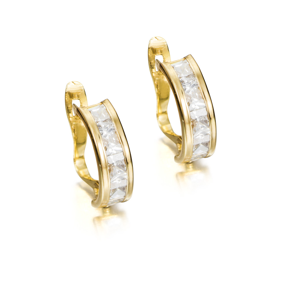 Aros de oro 18K línea central circonitas