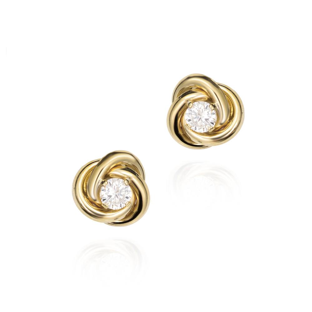 PENDIENTES 9K ORO AMARILLO NUDO CIRCONIT