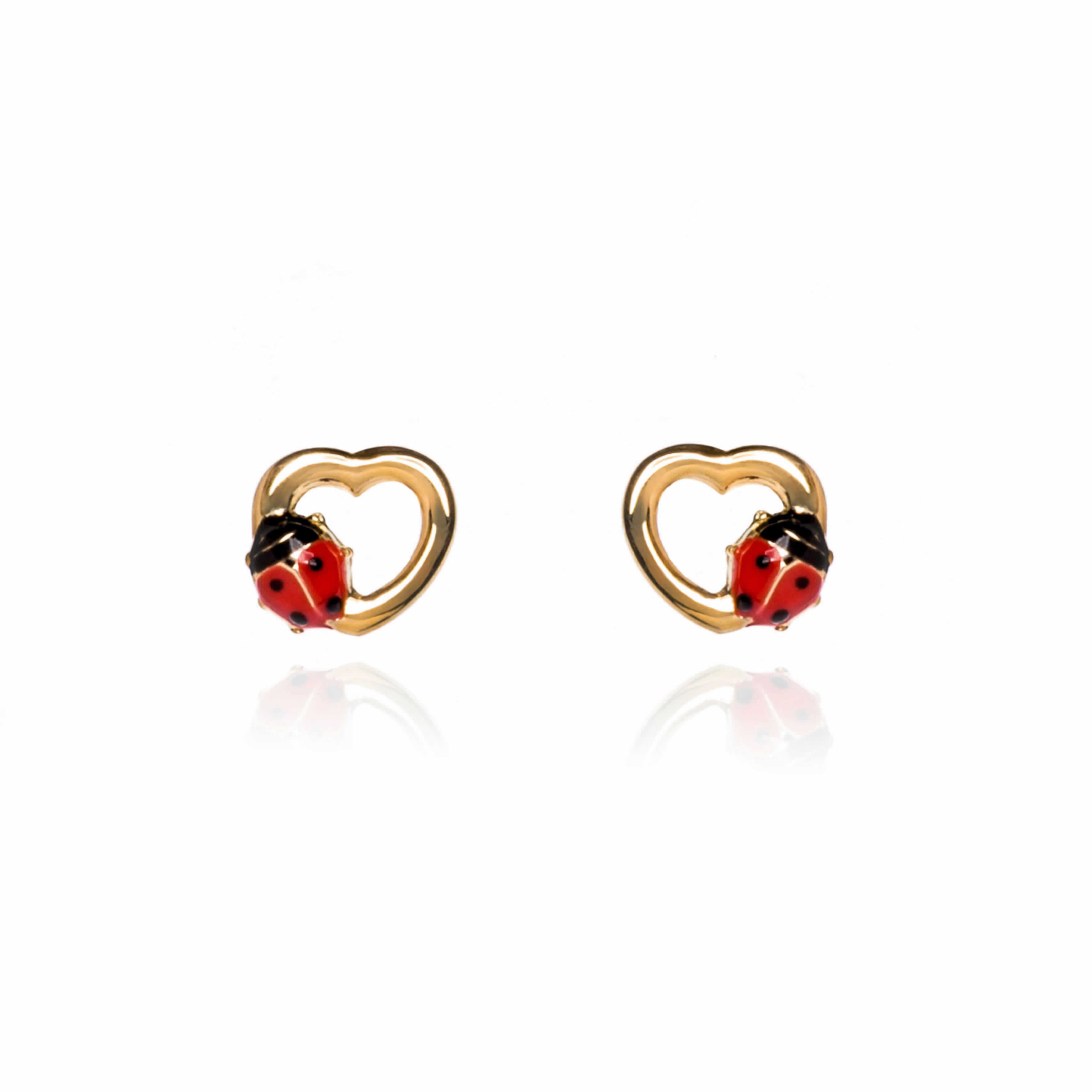 PENDIENTES 9K  CORAZON MARIQUITA ESMALTE