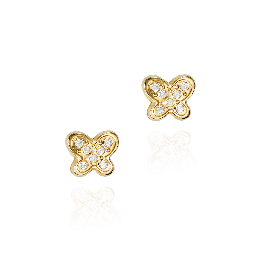 PENDIENTES 9K  MARIPOSA CIRCONITA