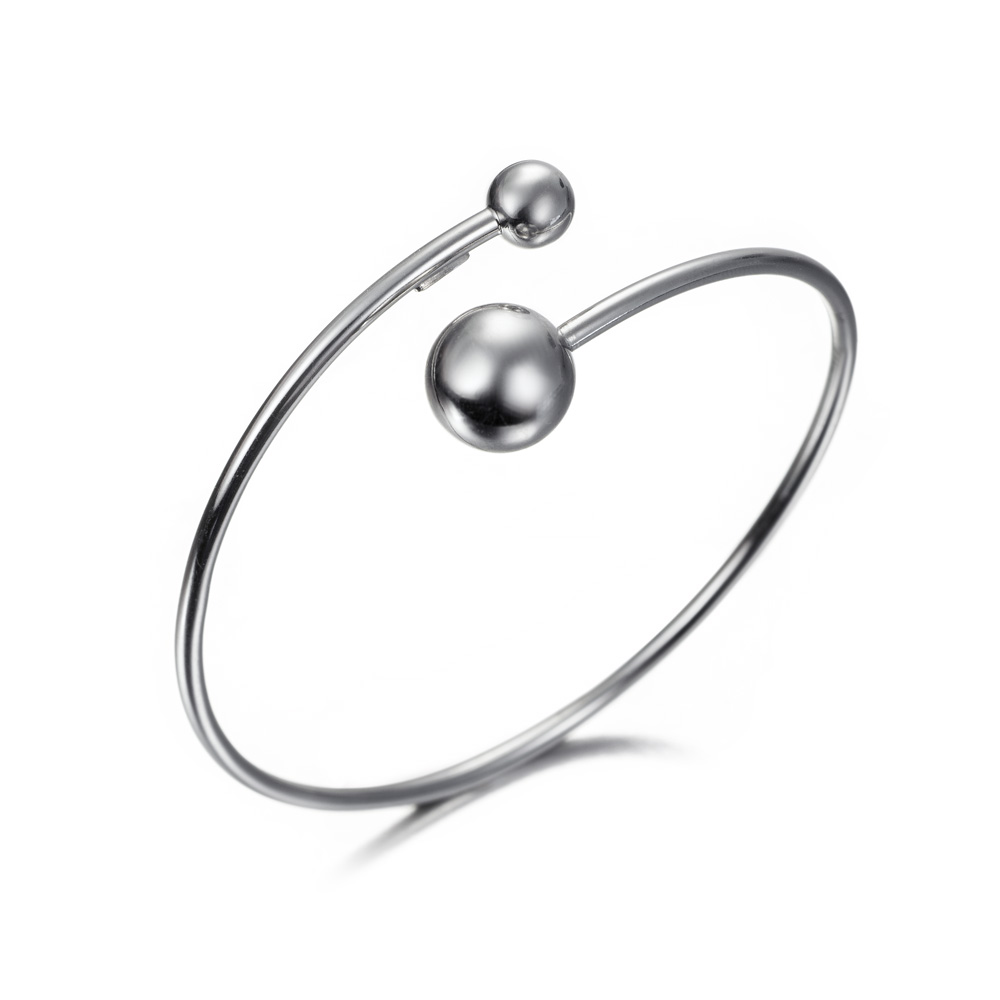 Pulsera rígida de plata terminal bolas