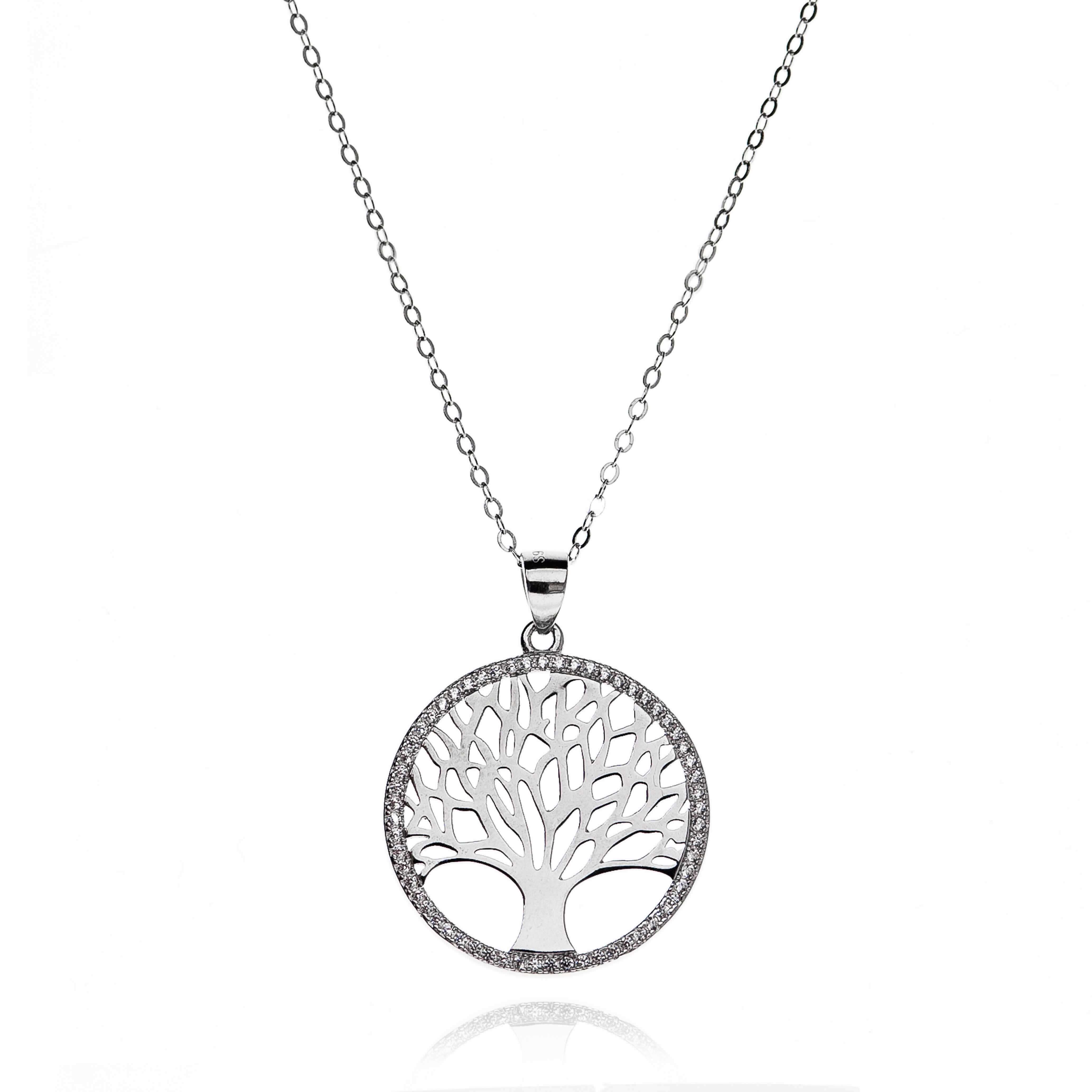 CADENA PLATA ARBOL DE LA VIDA CIRCON
