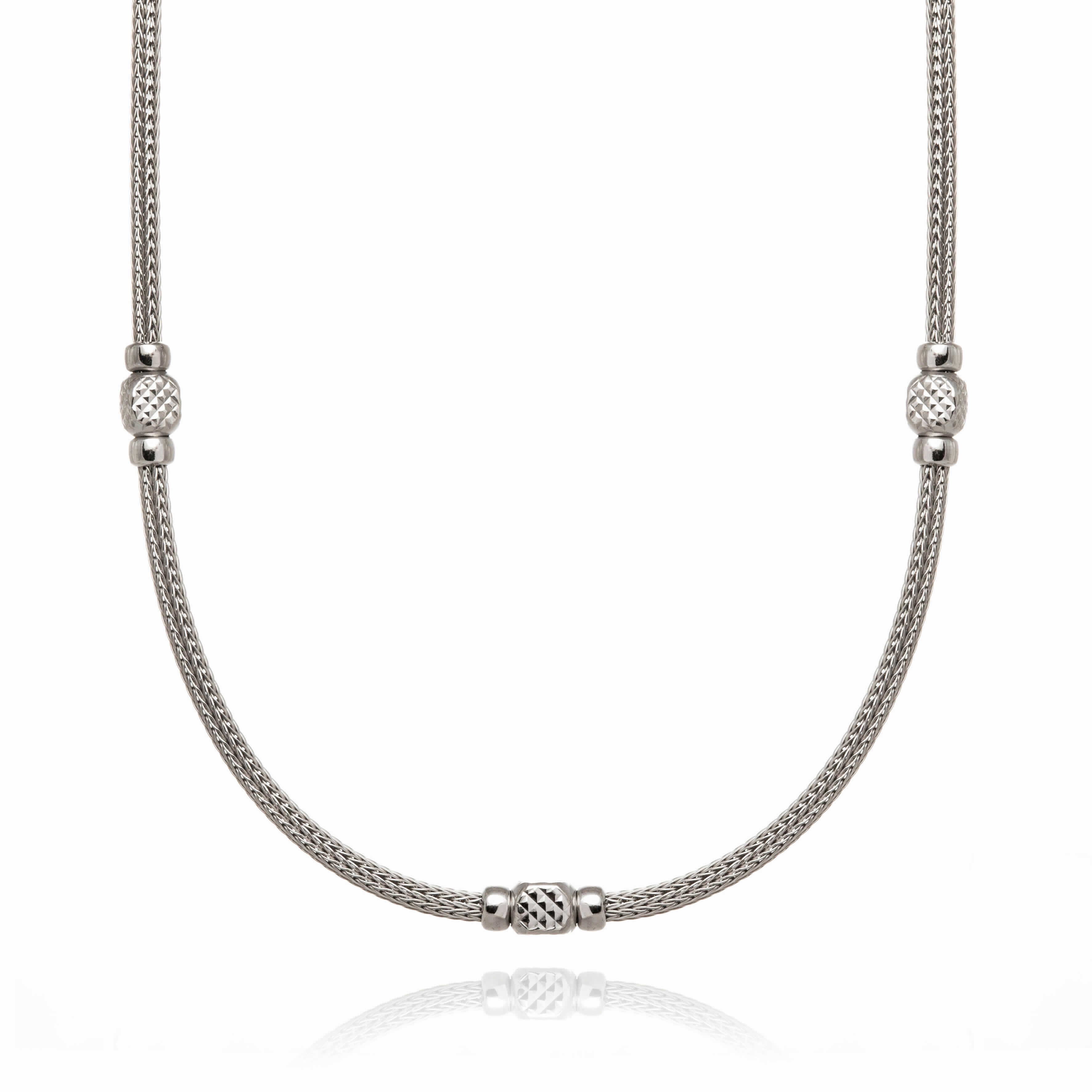 COLLAR PLATA MOTIVOS CUADRADOS 43 CMS