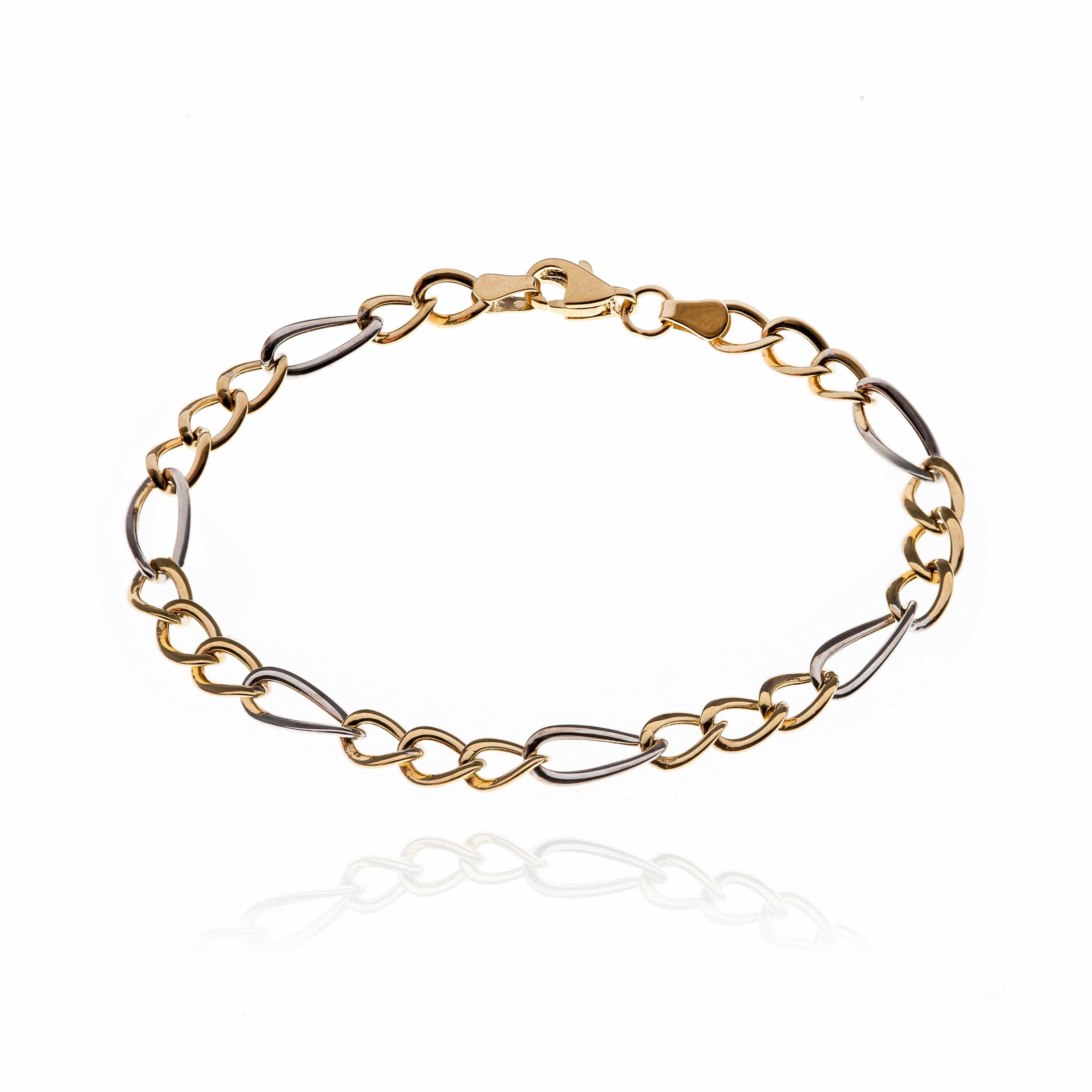 PULS. ORO 18K BICOLOR ESLABONES 3X1