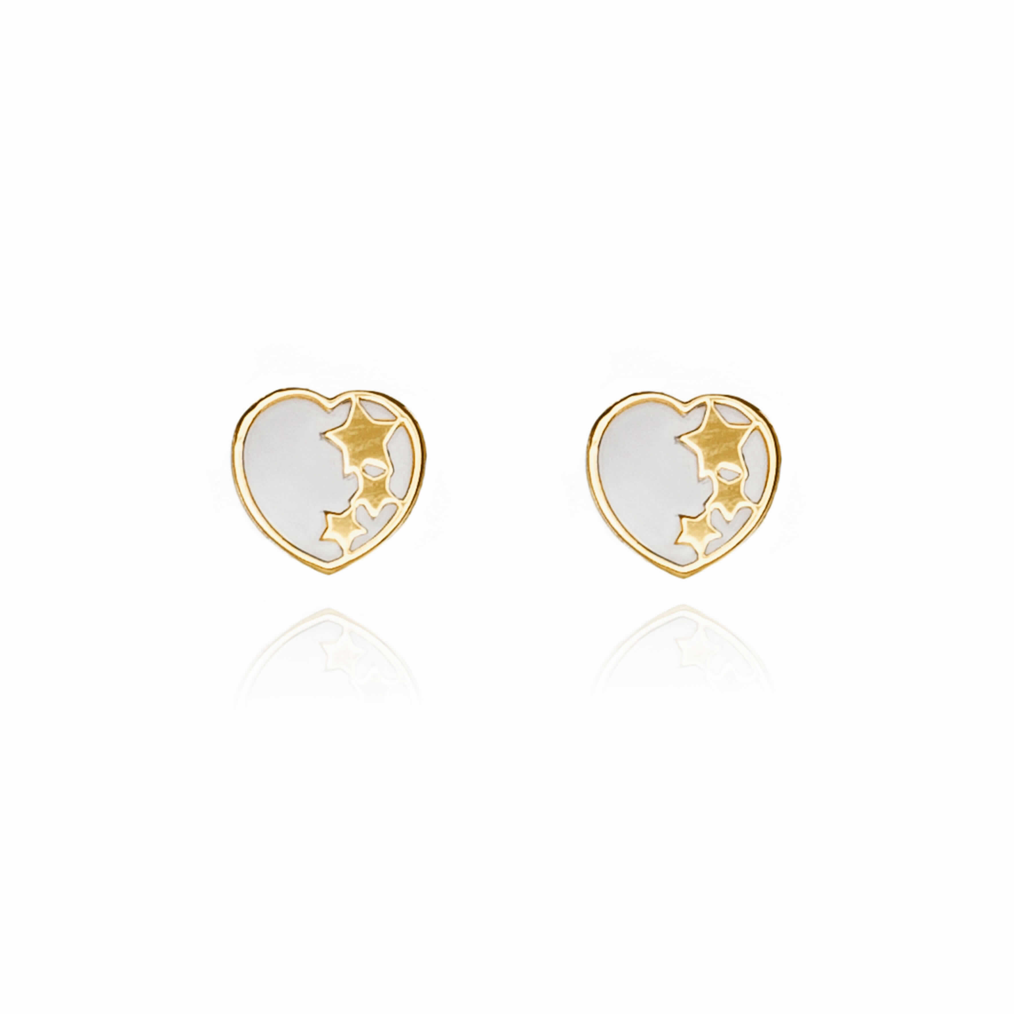 PEND.ORO 18K O/A CORAZON NACAR/ESTR.