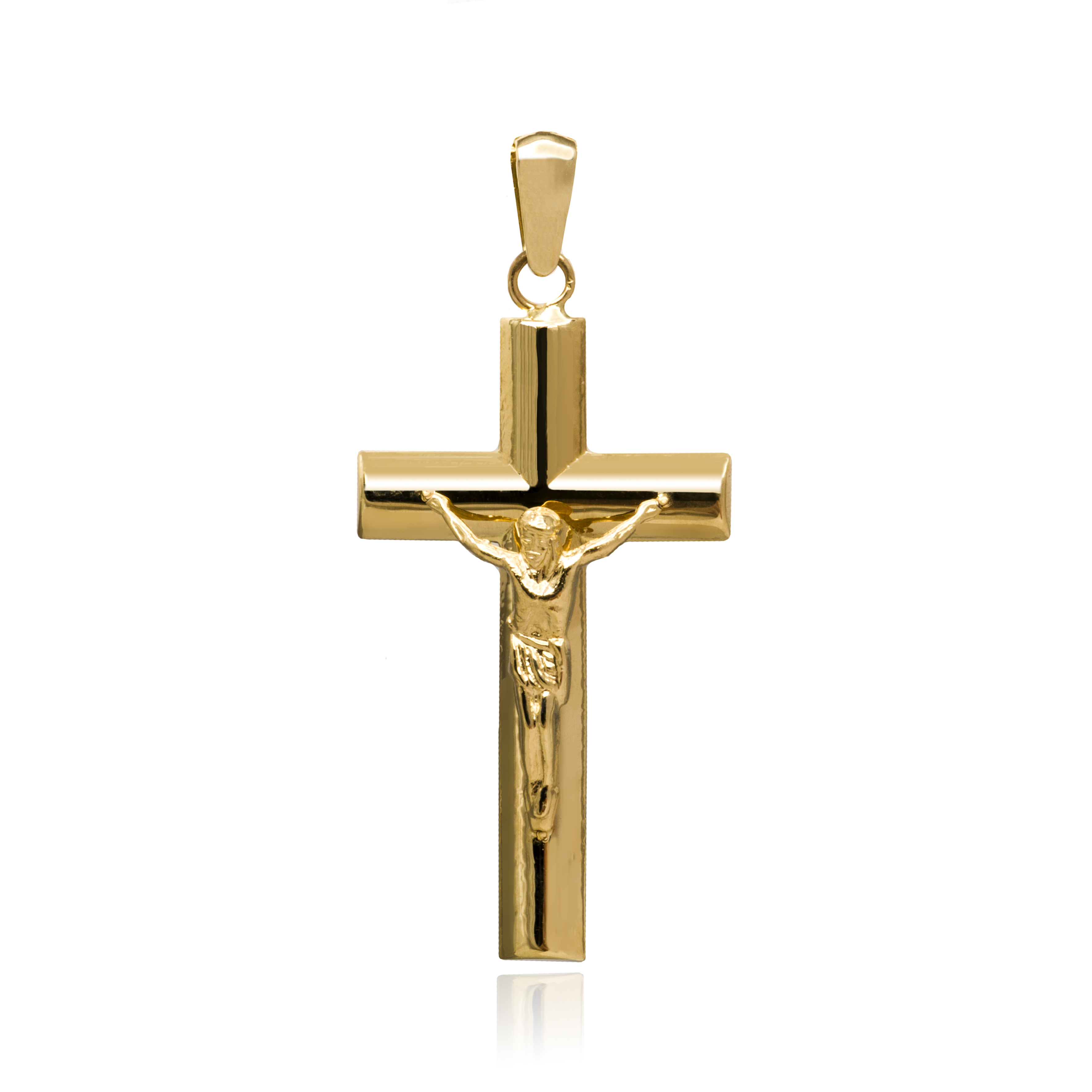 CRUZ ORO AMARILLO 18K PLANA CRISTO 25MM