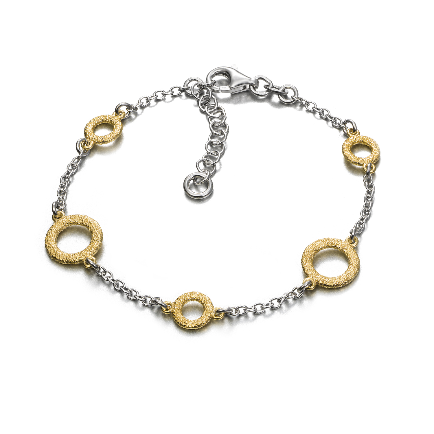 PULSERA PLATA REDONDOS CHAPADOS