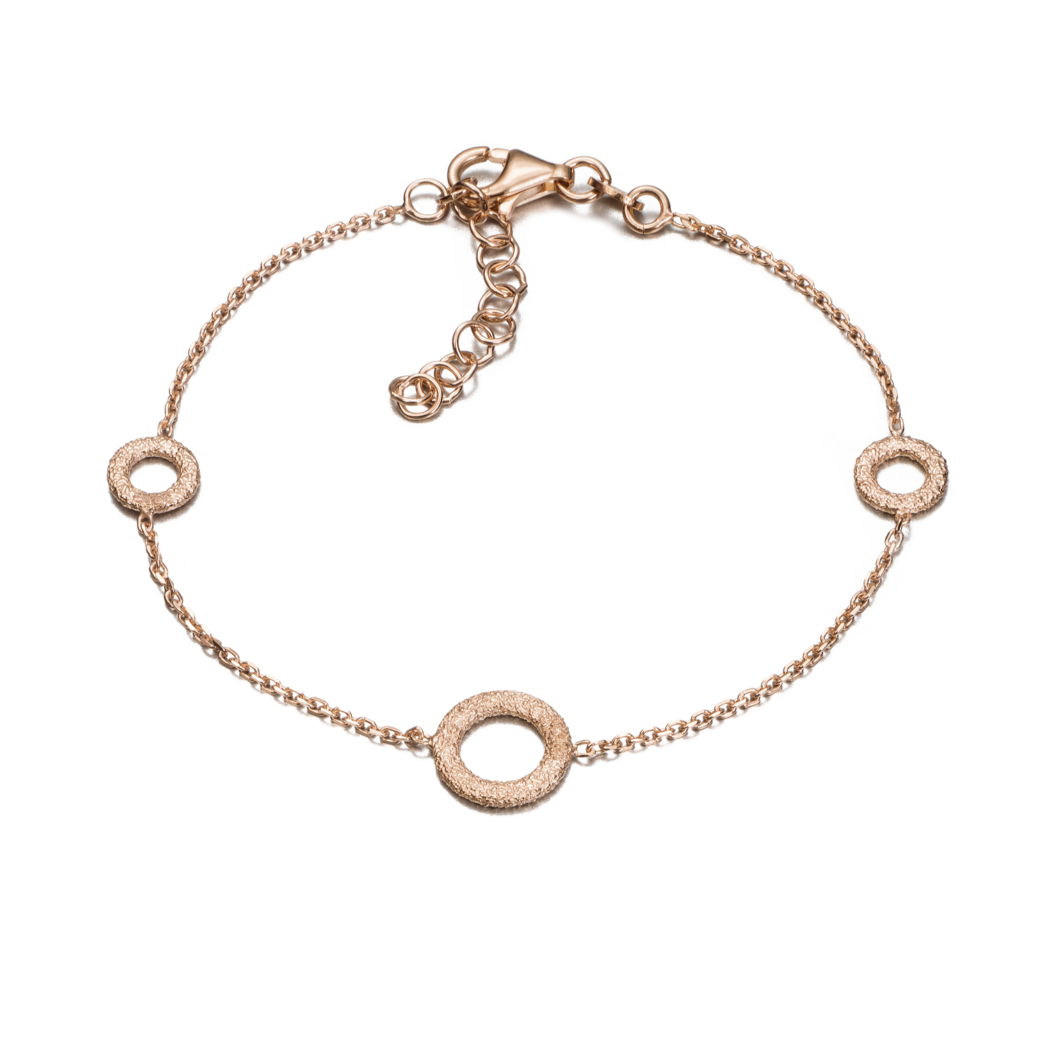 PULSERA PLATA CHAP. ROSA REDONDOS