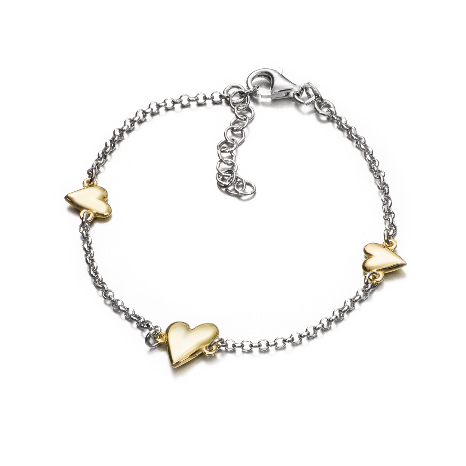 PULSERA PLATA CHAP. CORAZONES