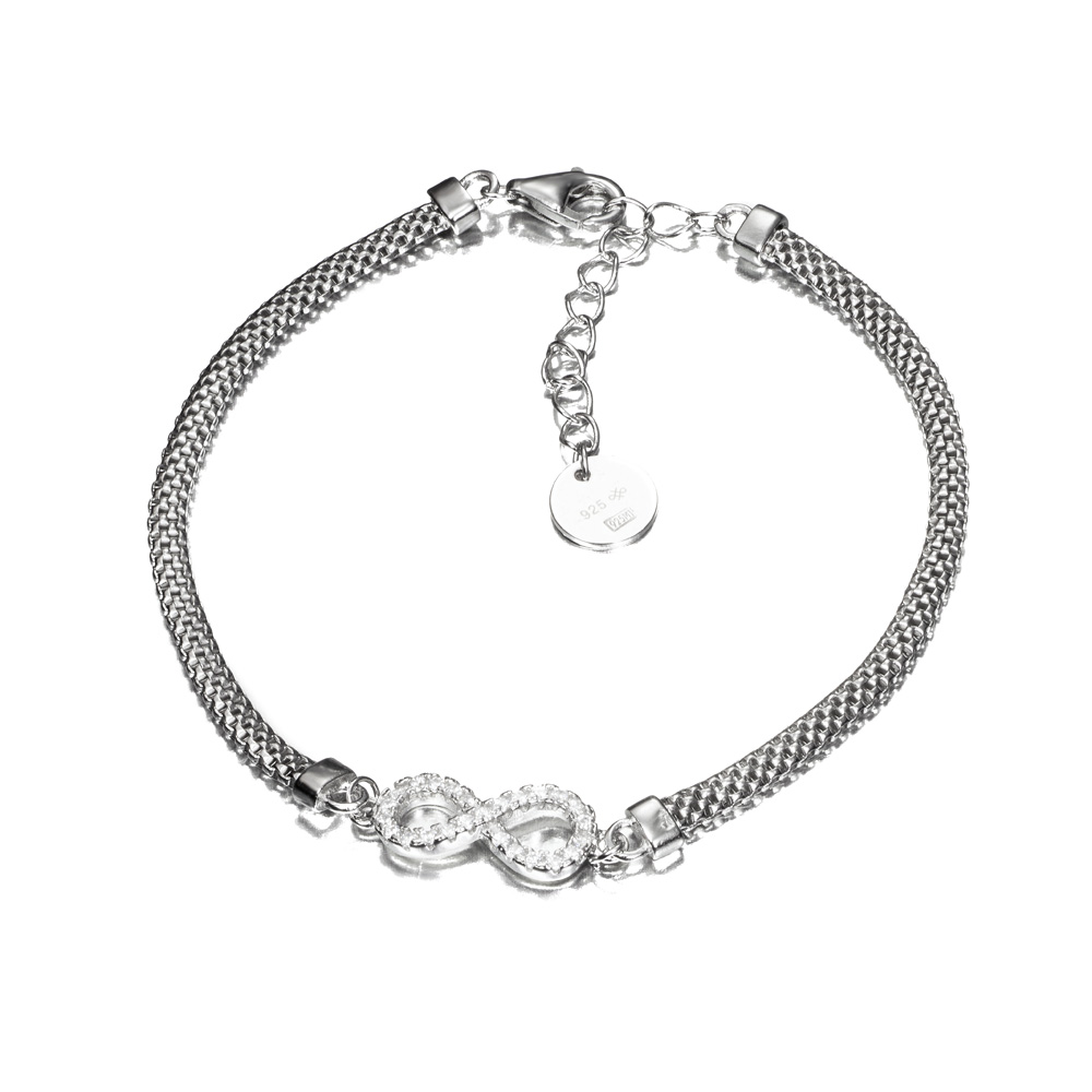 Pulsera de plata malla con infinito