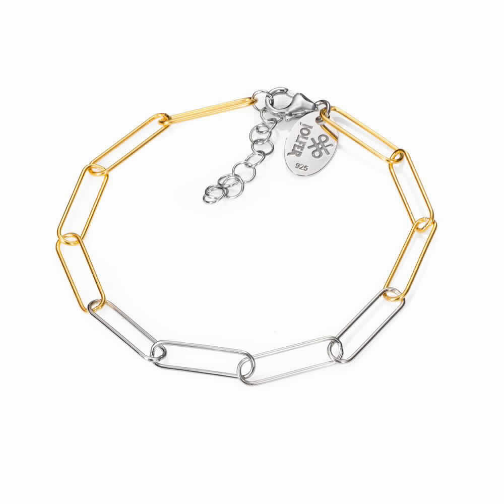 PULSERA PLATA BICOLOR ESLABONES