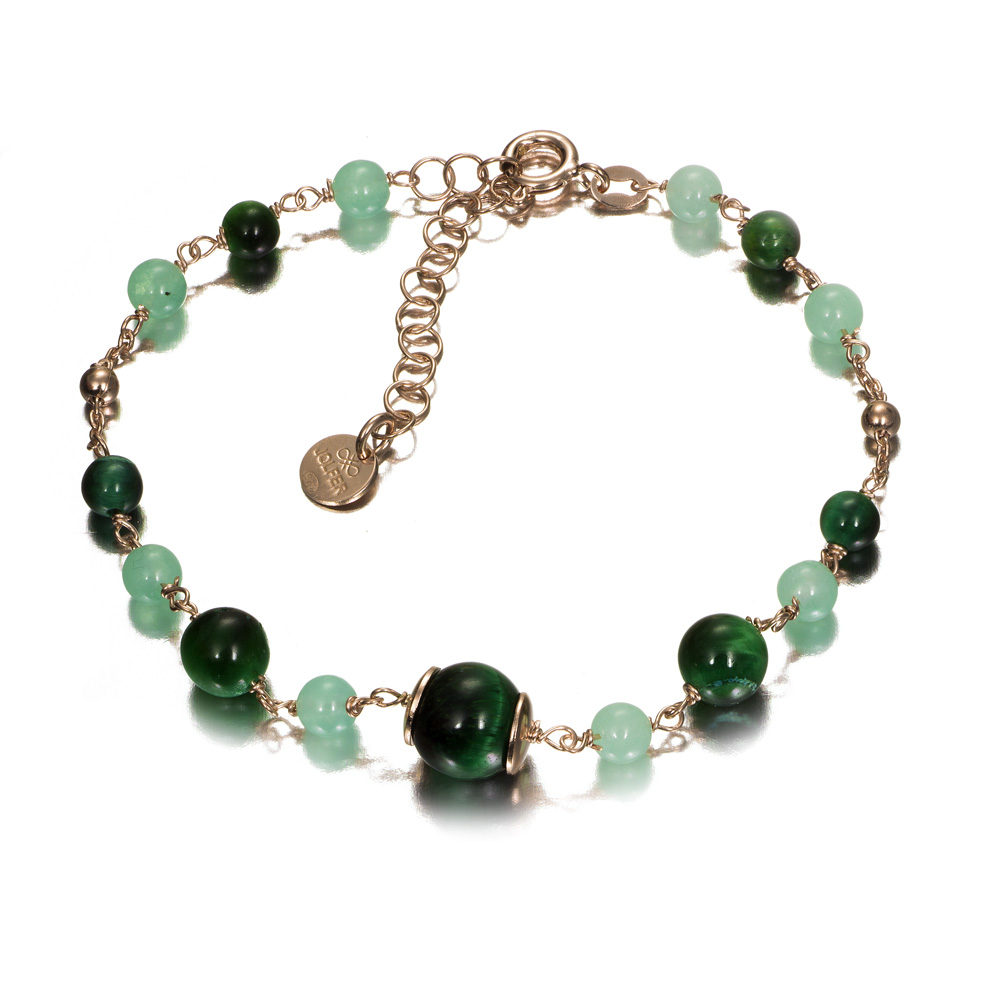 PULSERA PLATA CHAP. ROSA P/VERDES