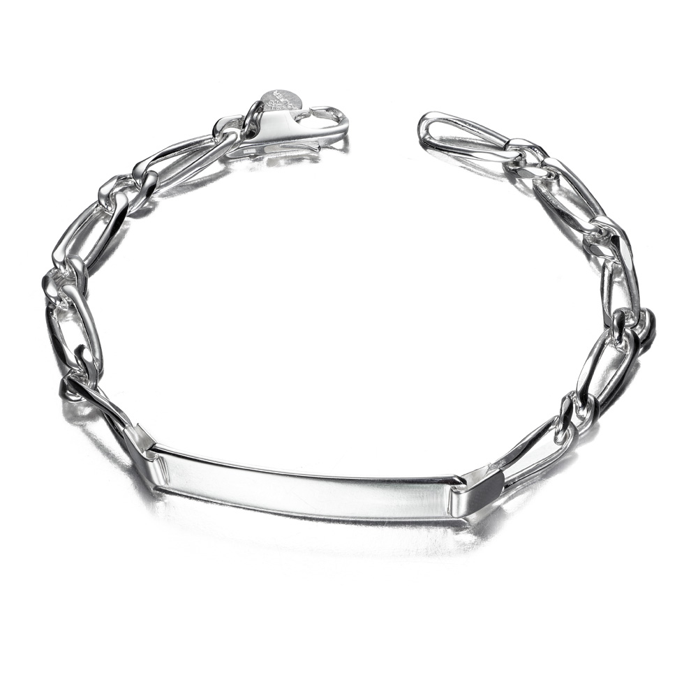 PULSERA PLATA CHAPA 1 x 1 19 cm