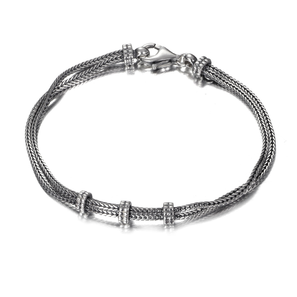 Pulsera de plata malla y círculos