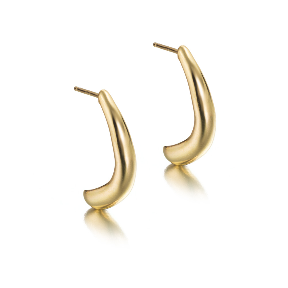 Pendientes cortos de oro 18K diseño curvo