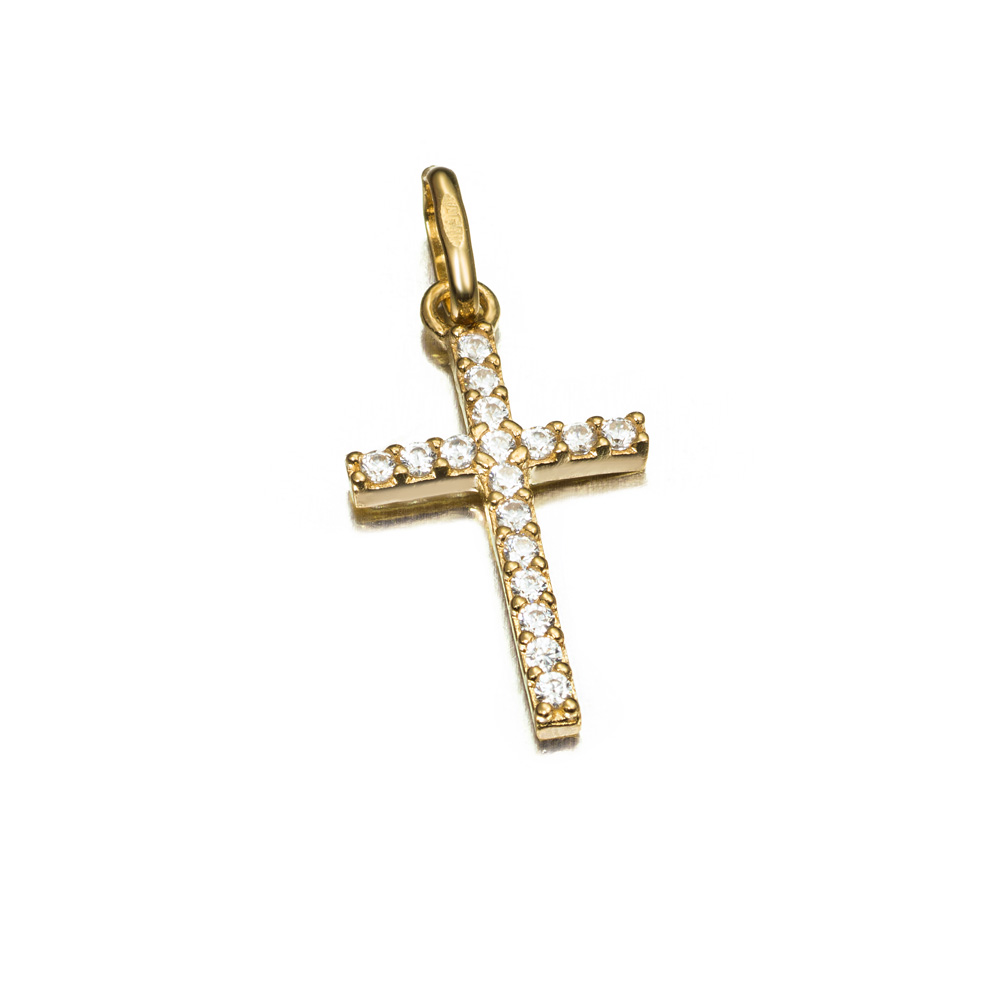 CRUZ 18K O/A CIRCONITAS 18X10 MM