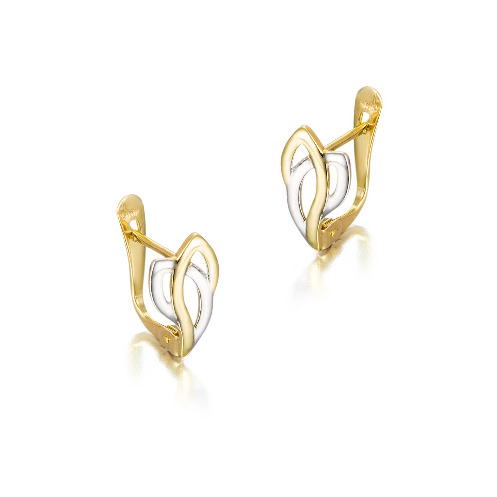 PEND.18K BICOLOR HOJITAS 11X6MM