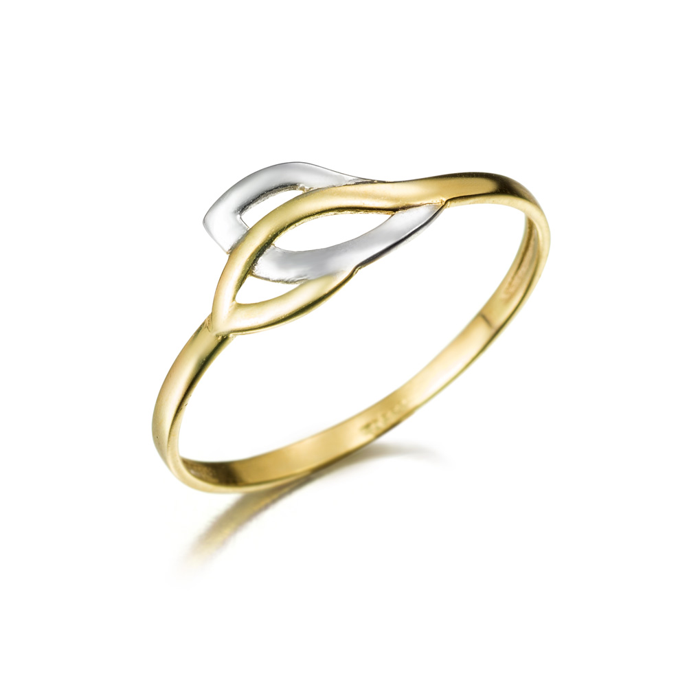 SORTIJA 18K BICOLOR FORMA HOJITAS 10