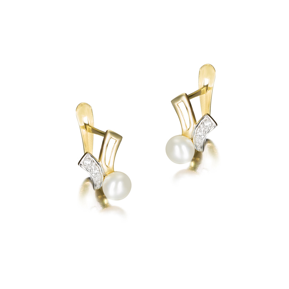 PEND.18K BICOLOR CIRC/PERLA 4-4.5MM
