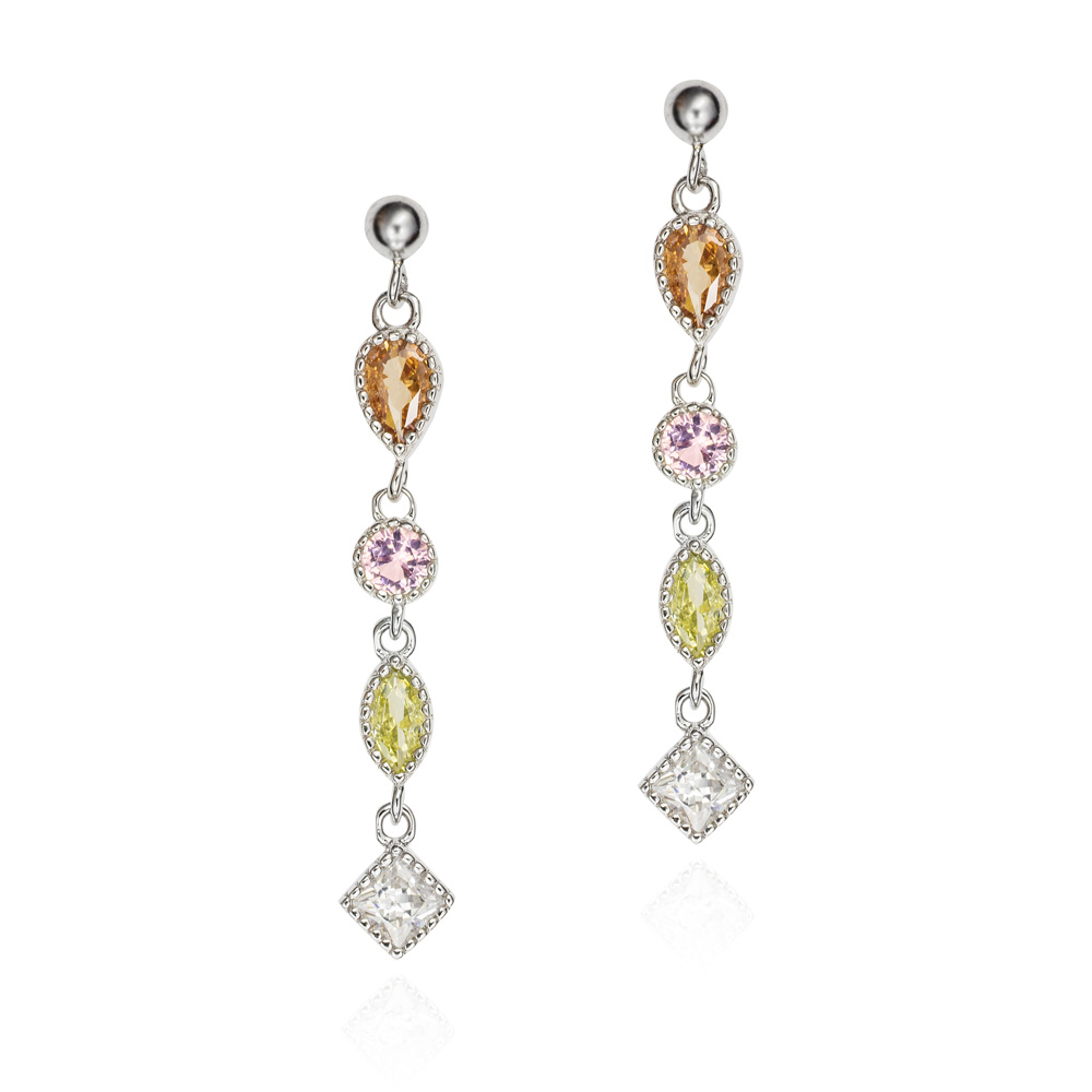 PEND. PLATA LAGRIMA MULTICOLOR