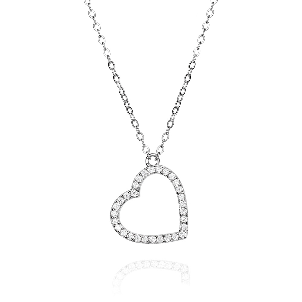 CADENA PLATA CORAZON CIRCONITAS