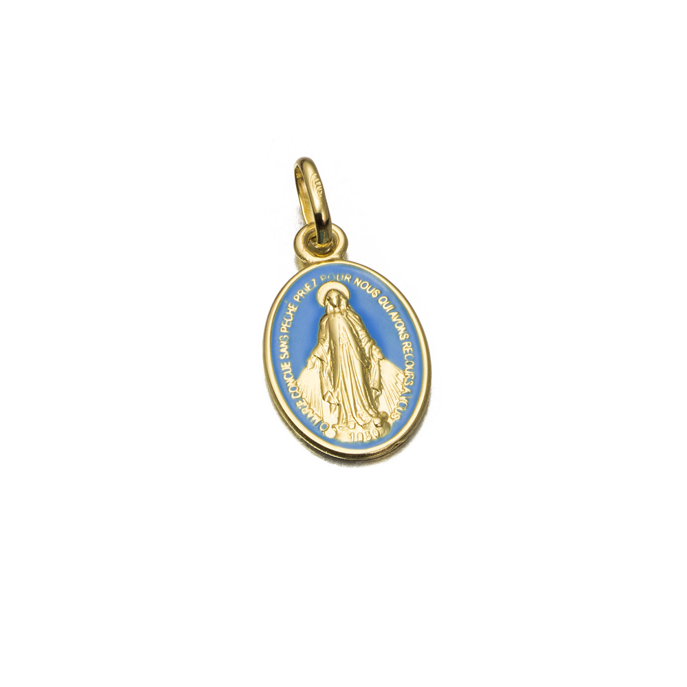 MED.18K O/A V.MILAGROSA AZUL 14X10MM