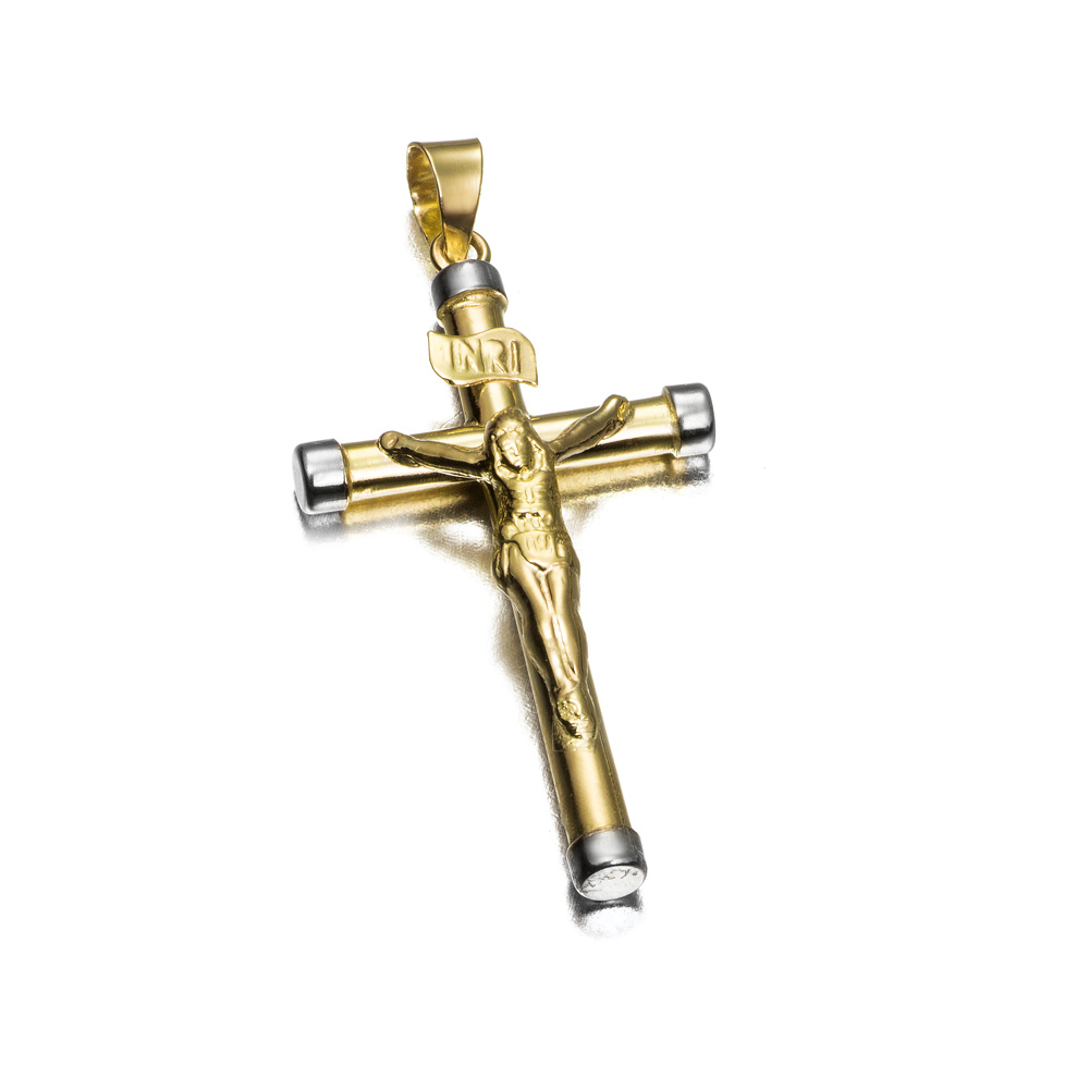 CRUZ 18K BICOLOR CRISTO 30X17MM