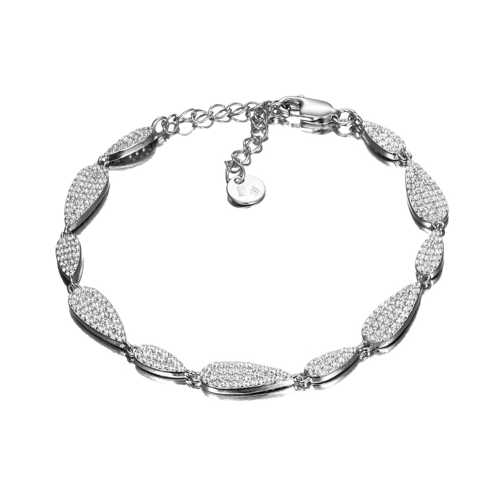 PULSERA PLATA LAGRIMAS PAVE CIRC.
