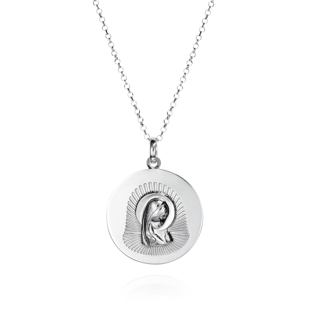 Colgante con cadena de plata medalla virgen niña