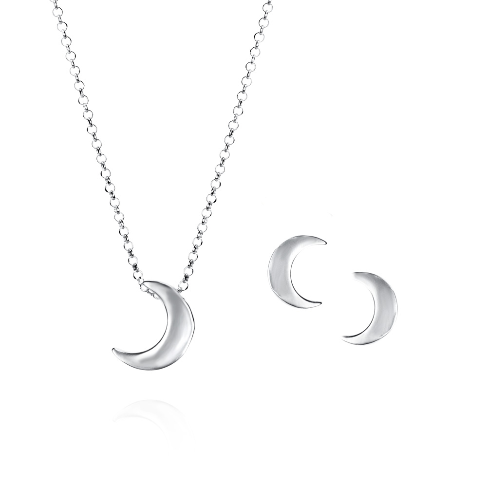 Conjunto de plata lunas lisas