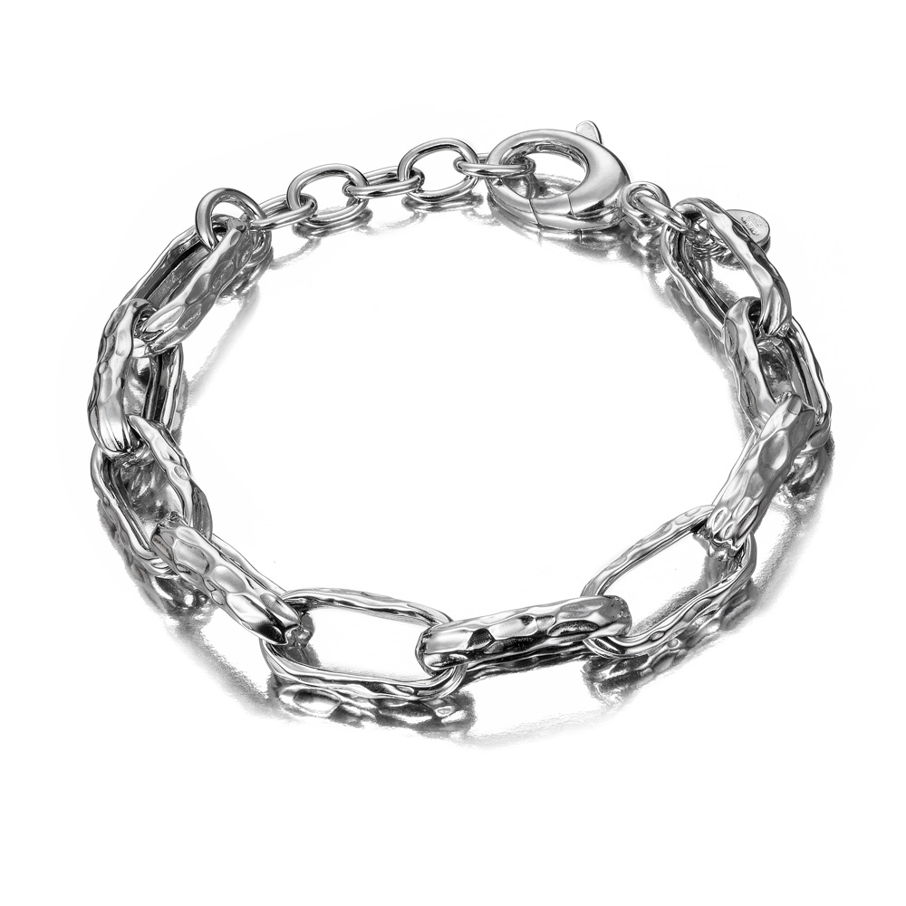 PULSERA PLATA ESLABONES MARTELADOS