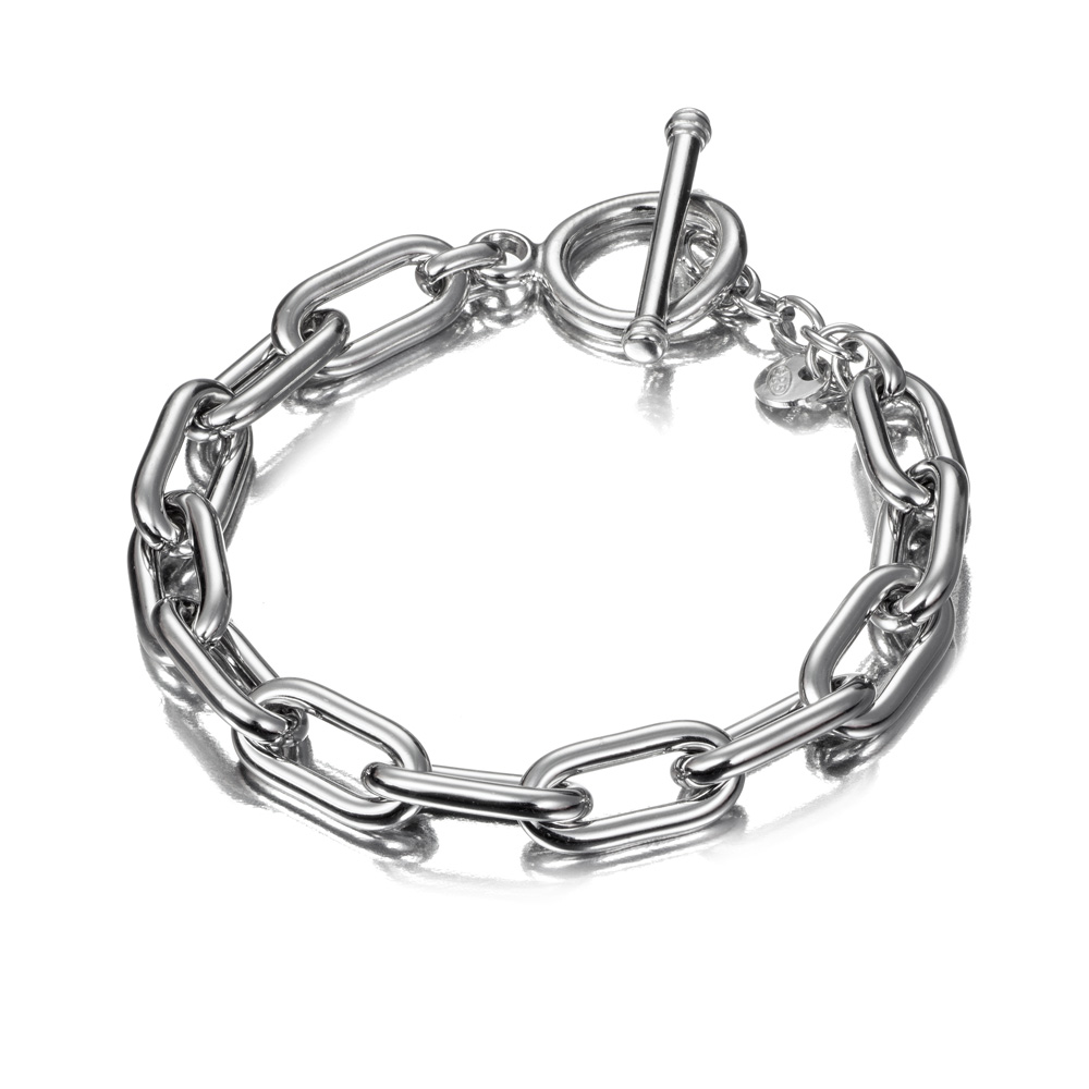 PULSERA PLATA ESLABONES CIERRE T