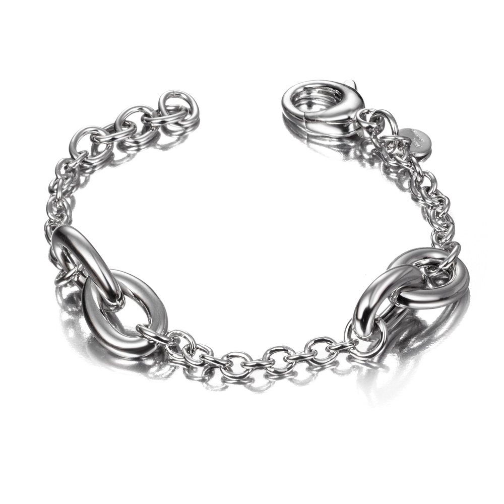 PULSERA PLATA ESLABONES AROS UNIDOS