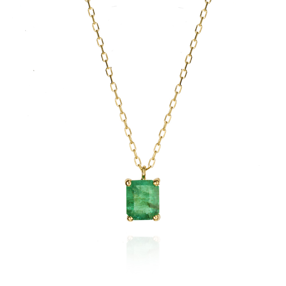 COLG. CAD O/A 18K ESMERALDA FINA 5X4