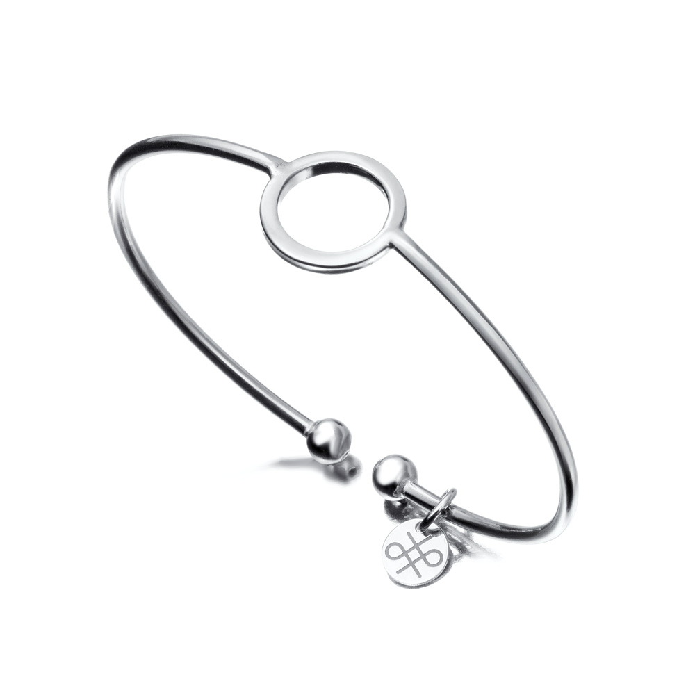 PULSERA PLATA TUBO CIRCULO CENTRO