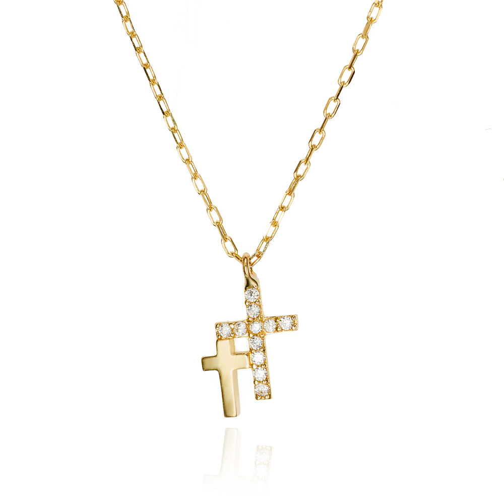 CAD. COLG O/A 9K  DOBLE CRUZ LISA/CIRC