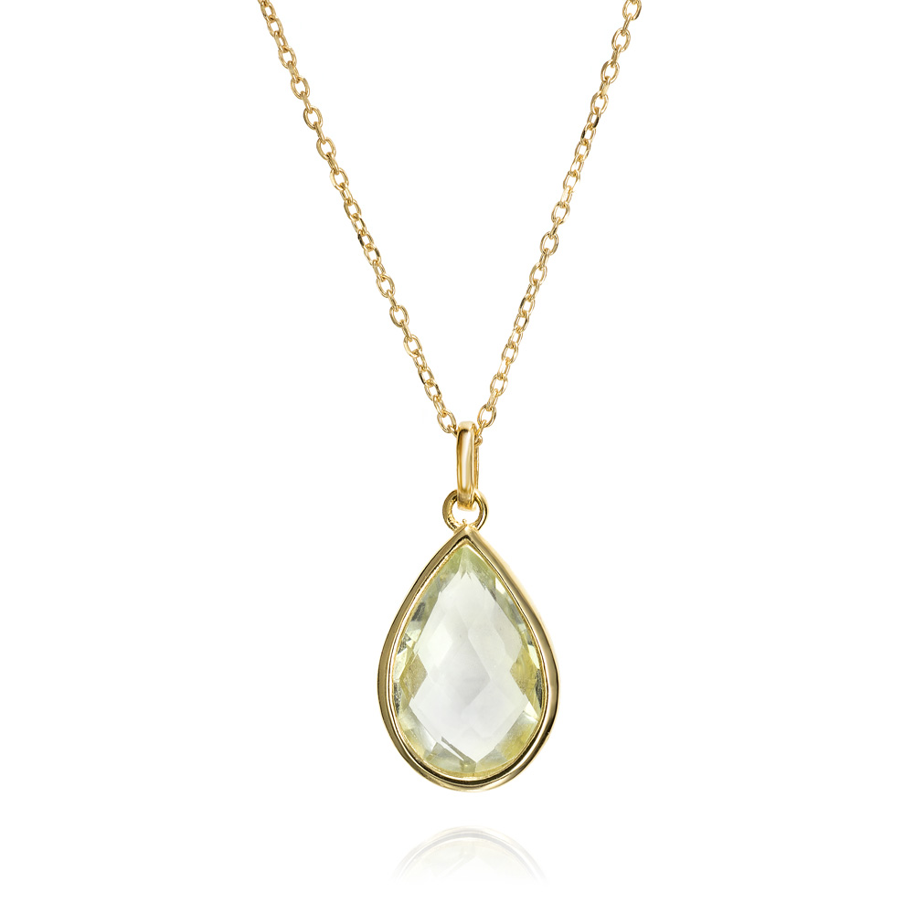 Colgante con cadena de oro 9K y amatista talla pera