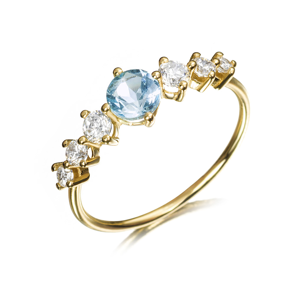 Anillo de oro 9K con topacio y circonitas