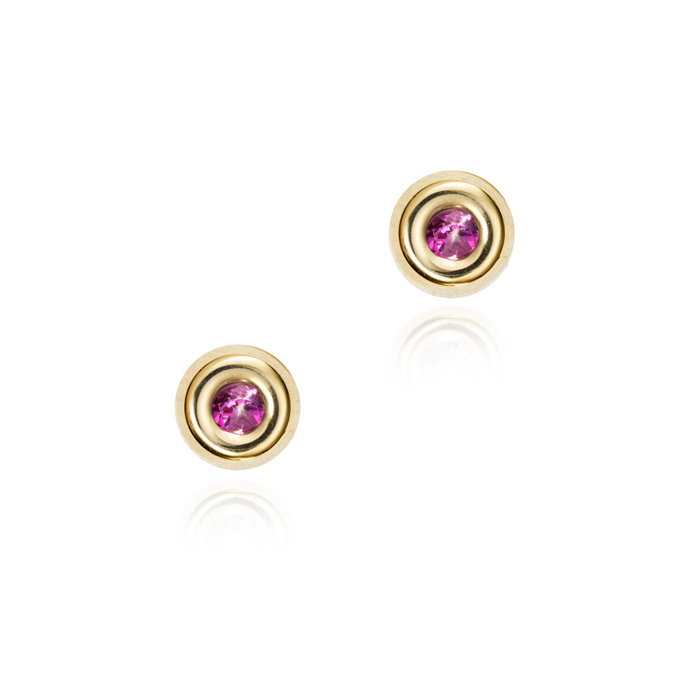 Pendientes de oro 9K chatón topacio rosa