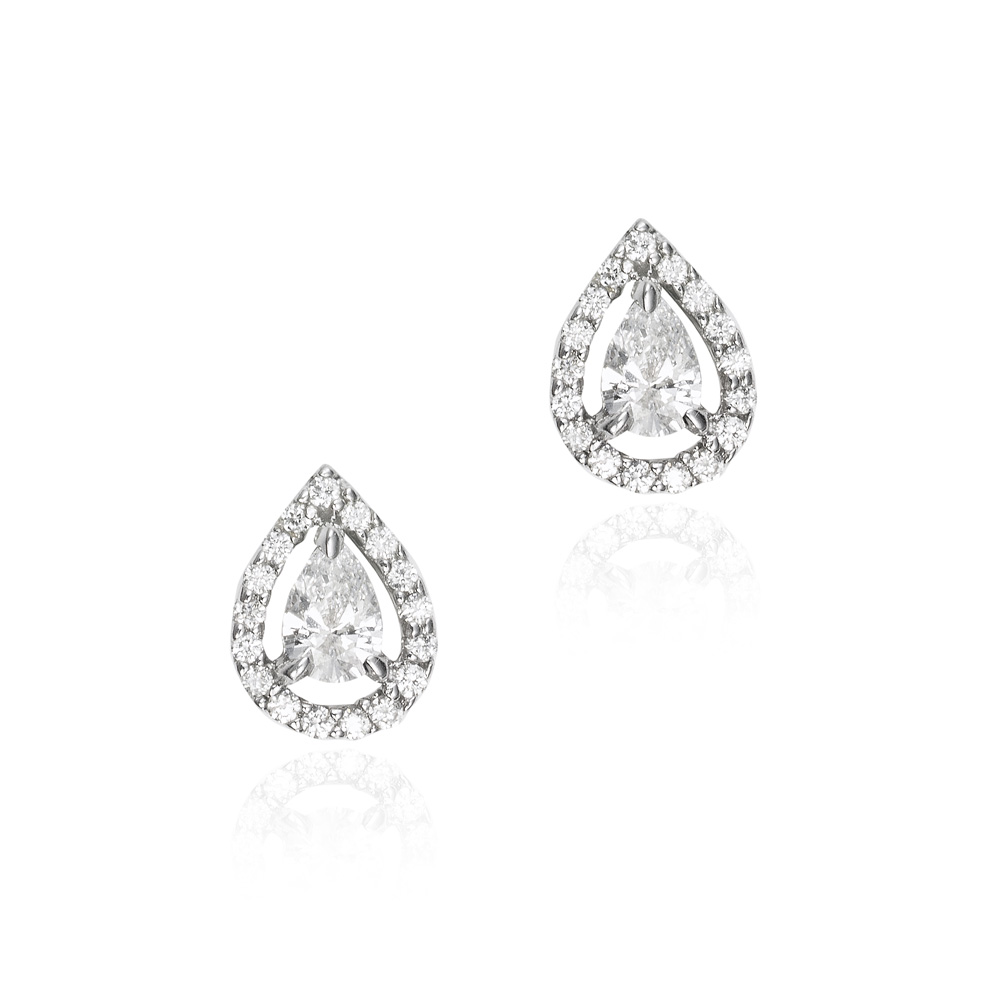 Pendientes de oro 18K orla con diamantes en talla pera