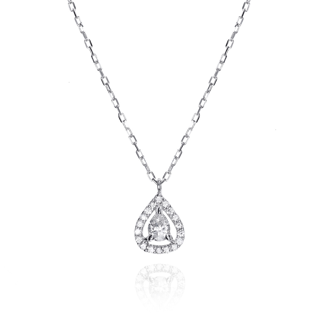 Colgante con cadena de oro 18K orla con diamantes en talla pera