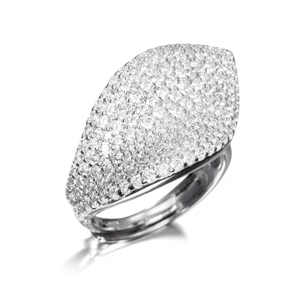 Anillo de plata ajustable pavé de circonitas