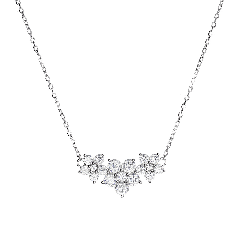 Gargantilla de plata tres flores de circonitas