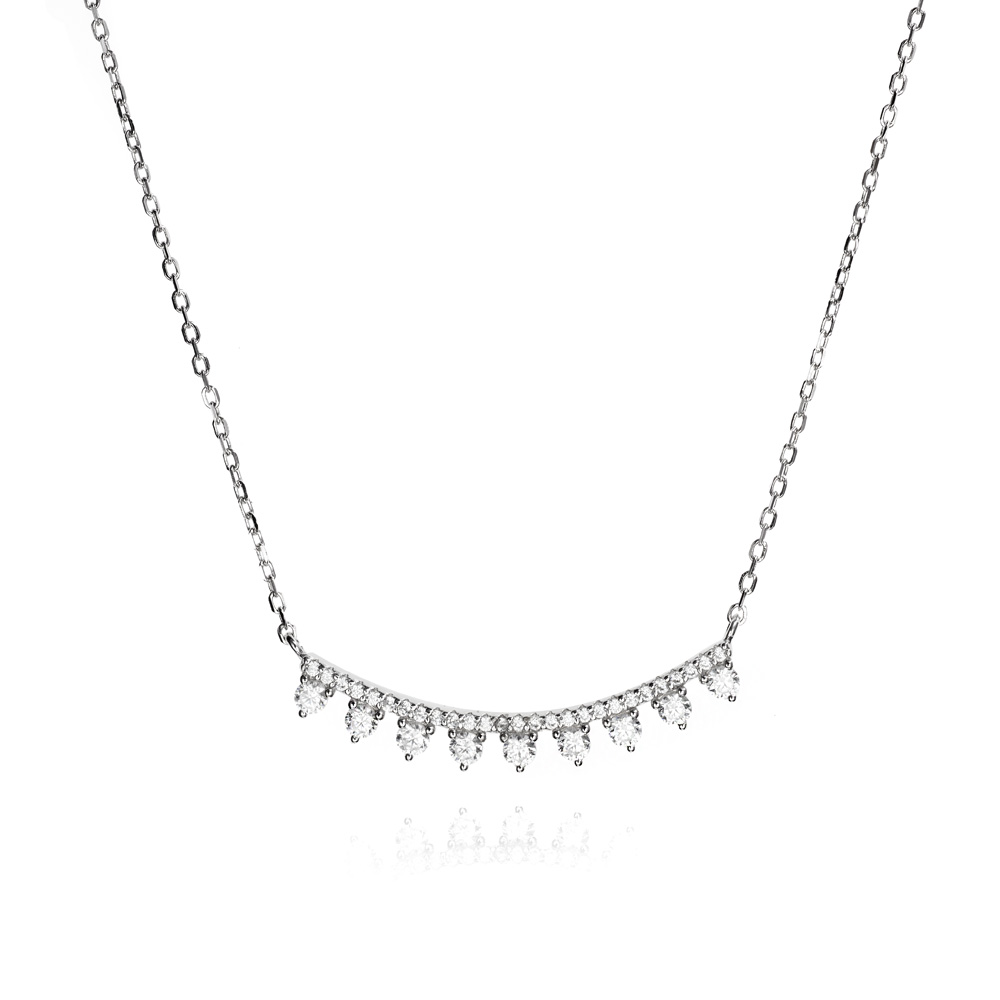 Gargantilla de plata con colgante curvo circonitas