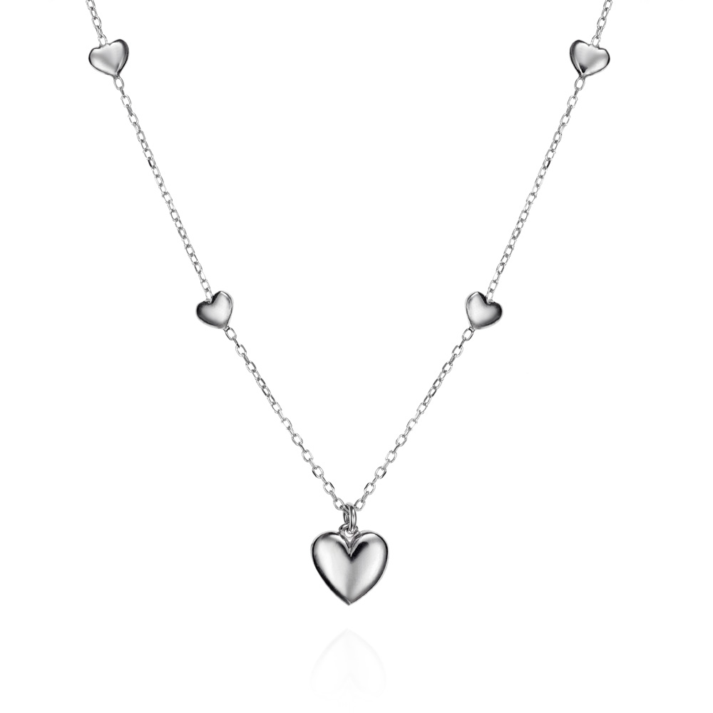 Gargantilla de plata corazones pulidos