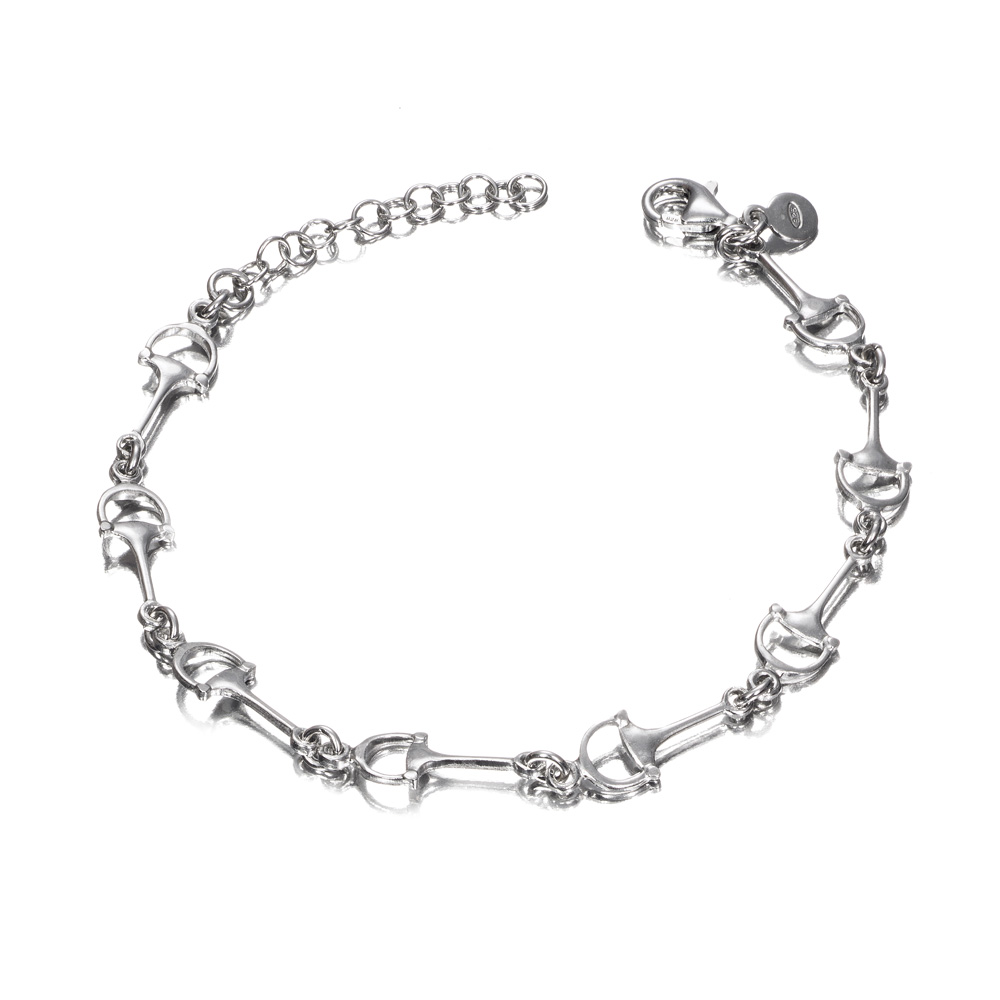 Pulsera de plata con estribos unidos