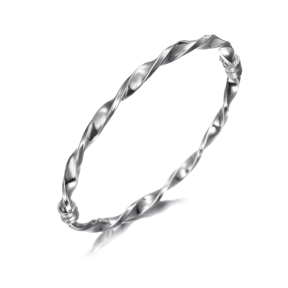 Pulsera de plata rígida entorchada