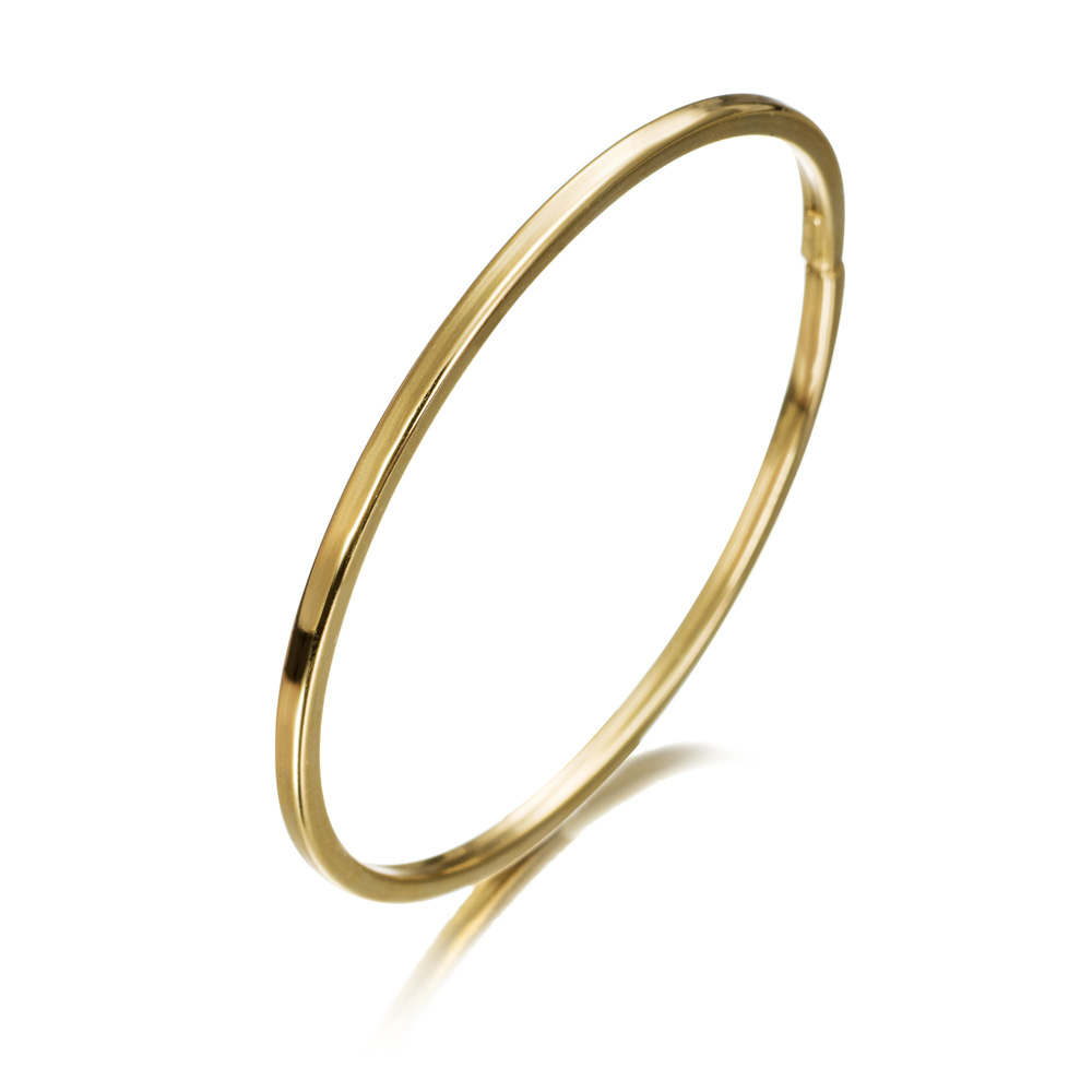 Pulsera de plata bañada rígida lisa 2,5 mm