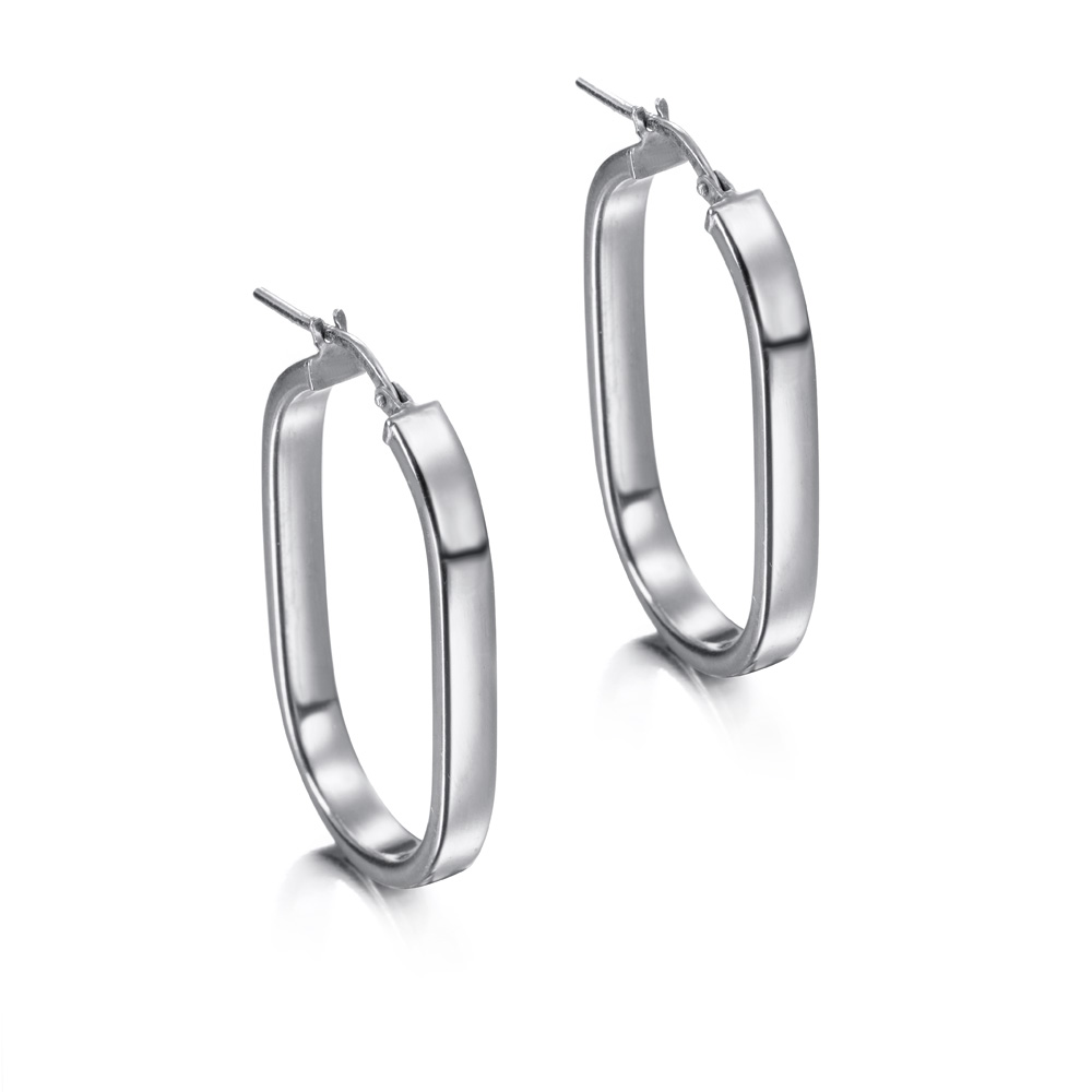 Aros de plata rectángulo perfil plano