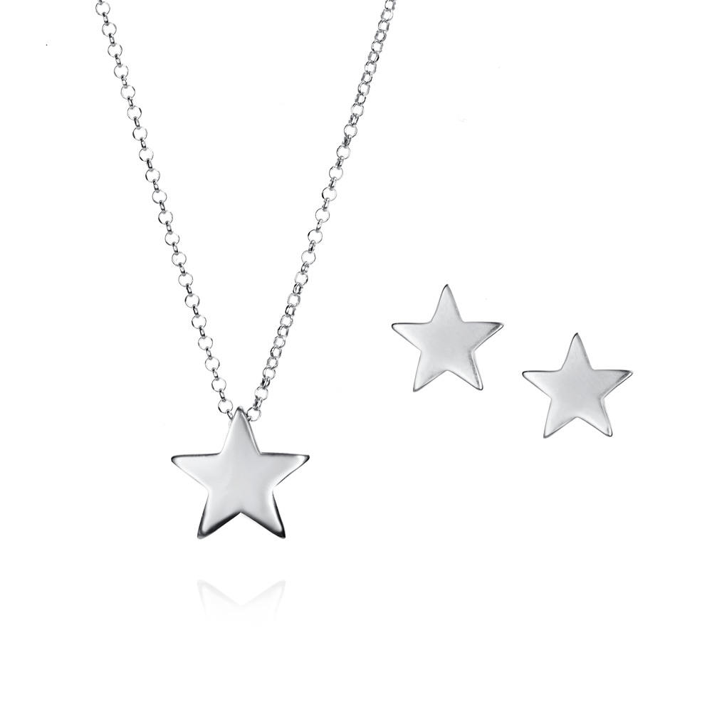 Conjunto de plata estrellas lisas